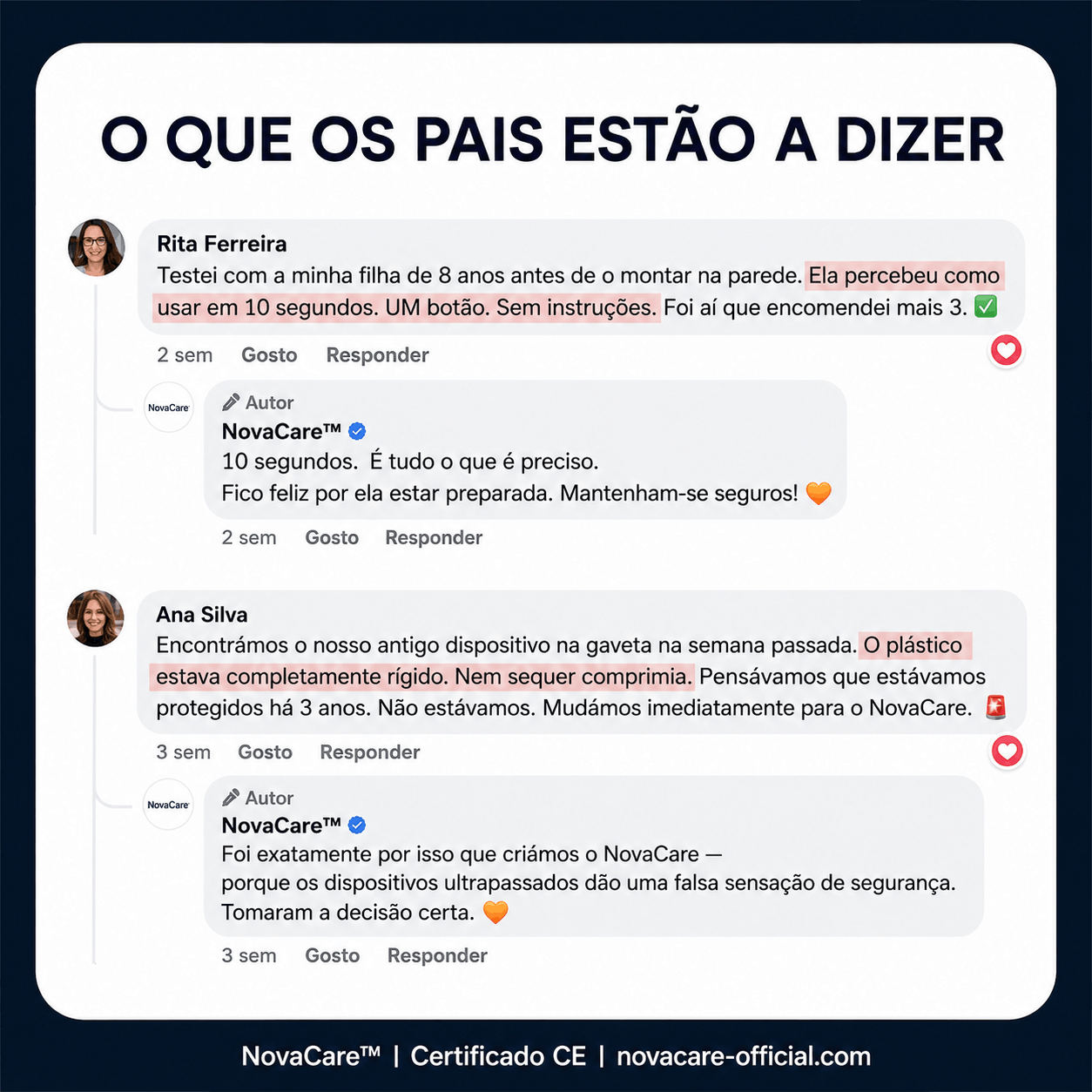 NovaCare™  Dispositivo Anti-Asfixia de Um Só Botão